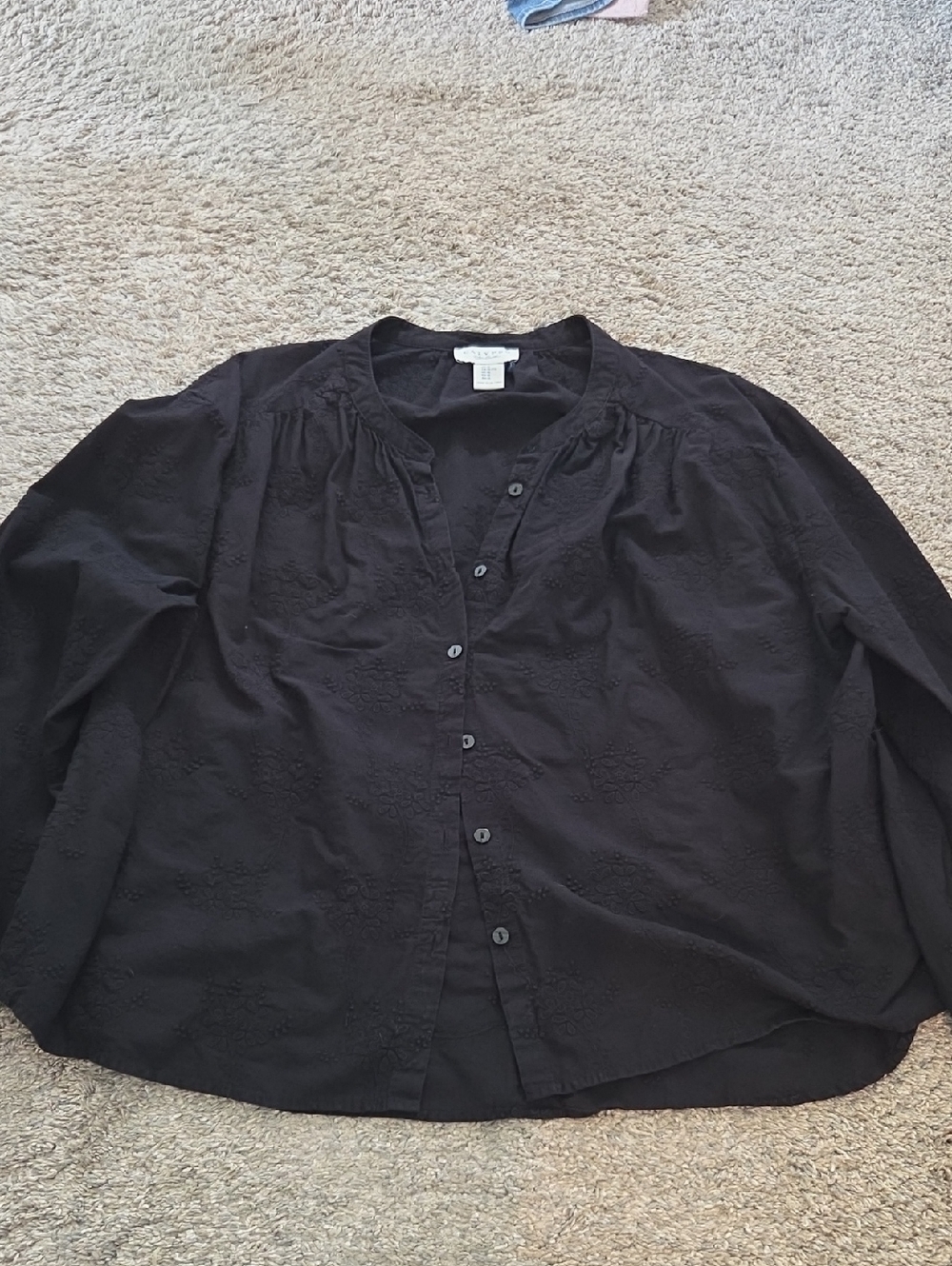 Calypso St. Barth Black Embroidered Button-Front Top